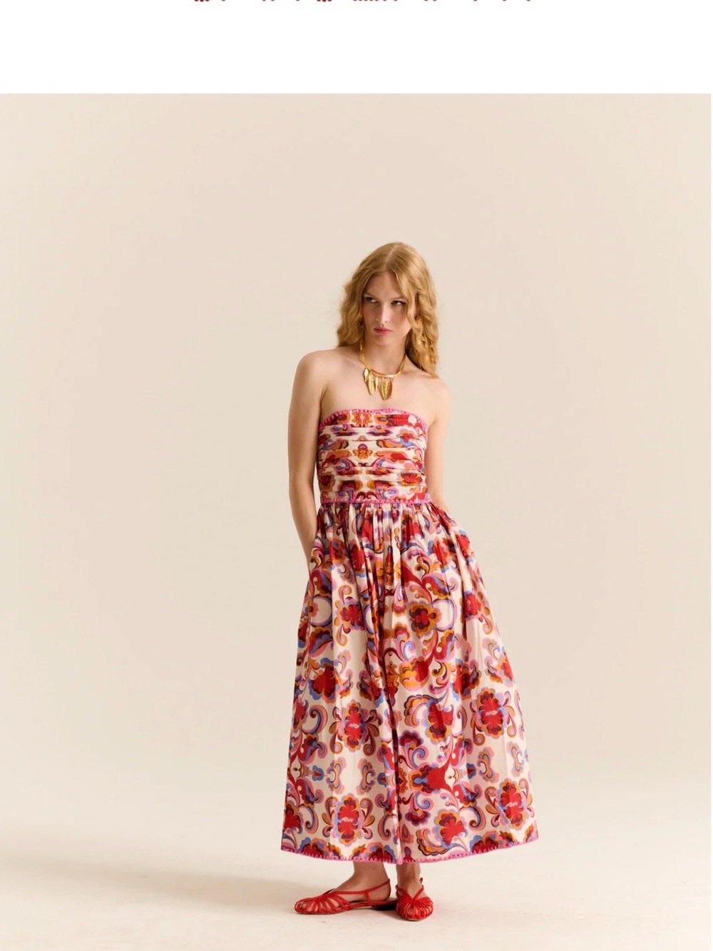Strapless Floral Maxi Dress in Multicolor